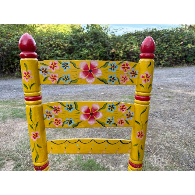 Textile Vintage Handpainted Spanish Folk Art Chair For Sale - Image 7 of 7