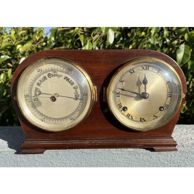 This listing is for a nice antique clock & barometer duo. This piece is of English origin and dates to the Edwardian era....