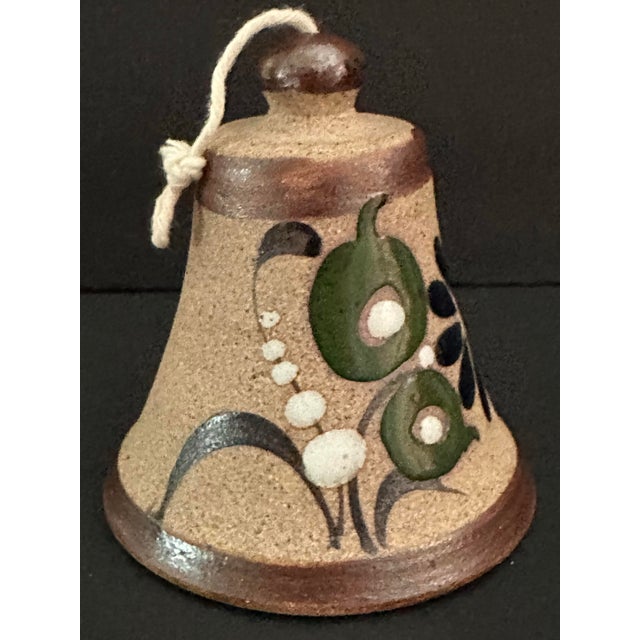 Late 20th Century Late 20th Century Handcrafted Mexican Stoneware Pottery Folk Art Floral Bell For Sale - Image 5 of 12