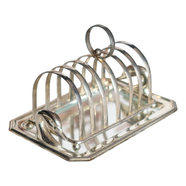 Antique Silver-Plated Toast Rack with Swan Motif, 1970s For Sale