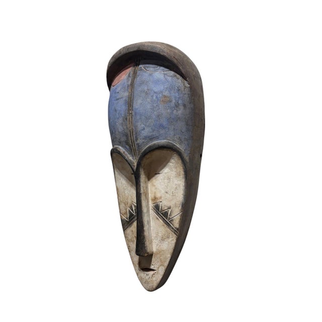 African Vintage Large Fang Mask Elongated Face Gabon African Mask 23" H For Sale - Image 3 of 8