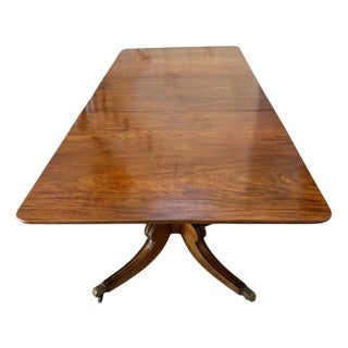 Antique George III Figured Mahogany 2-Pillar Dining Table, 1800s For Sale