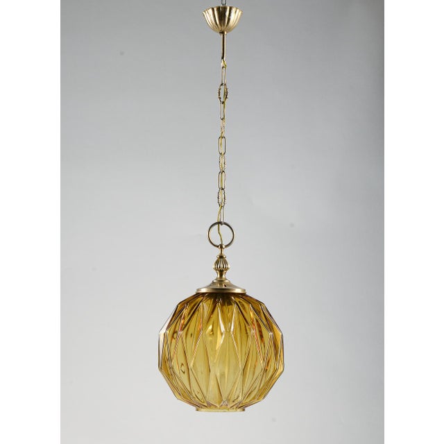 Pendant Light in Facetted Amber Glass by Targetti Stankey, Italy, 1980s For Sale - Image 4 of 10