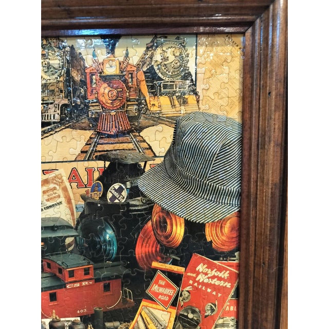 Historic Train Paraphernalia Collage Vintage Framed Puzzle For Sale In Dallas - Image 6 of 7