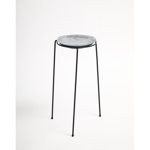 French Vintage French Perforated Metal and Glass Table, C. 1950 For Sale - Image 3 of 13