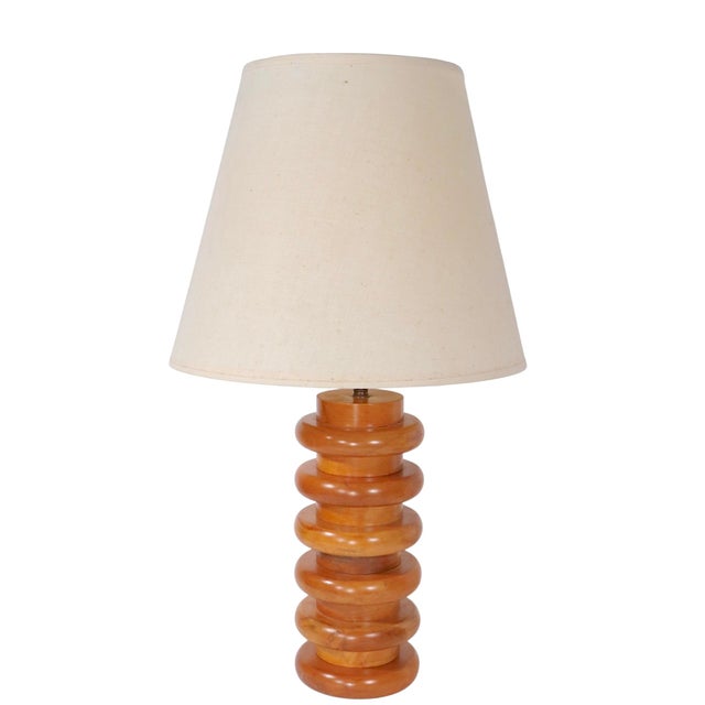 Brown Mid 20th Century Mid Century Modern Stacked Wood Table Lamps For Sale - Image 8 of 12