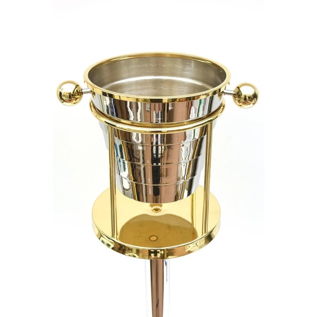 This elegant free standing signed Larry Laslo champagne / wine bucket and stand is made in Itlay. He designed this for...