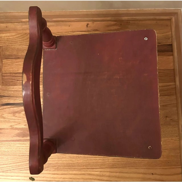 Vintage Solid Wood Mini Stool - Little Red Chair Stand Table For Sale - Image 4 of 6