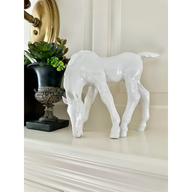 White Vintage Lomonosov Porcelain Grazing Horse Figurine For Sale - Image 8 of 10