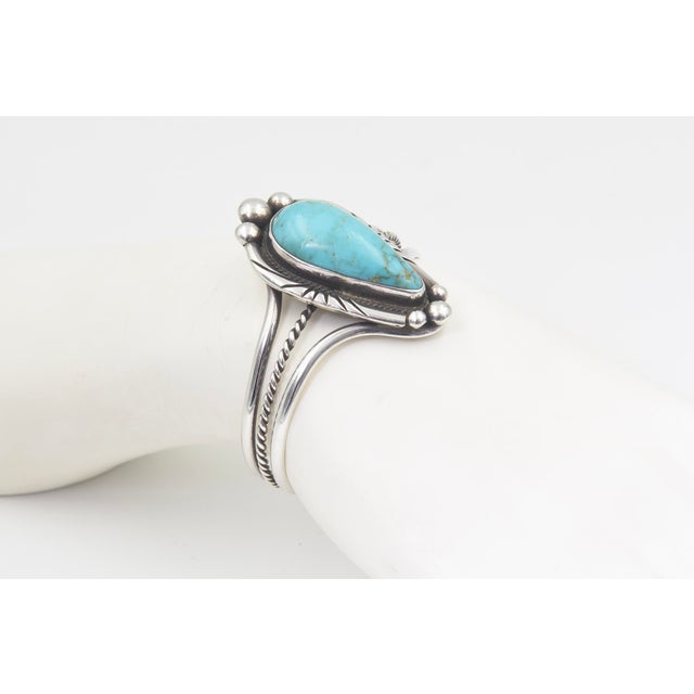 Vintage Southwestern Navajo Style Turquoise Sterling Silver Cuff Bracelet For Sale - Image 9 of 9