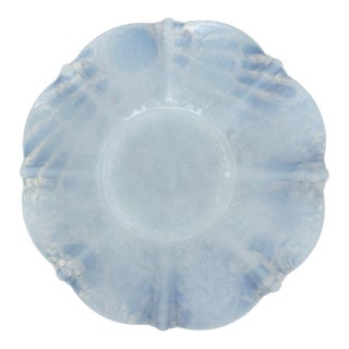 Vintage Aloe Blaster mackBeth Evans America Sweetheart Milk Glass Opalescent Monax Milk Glass Plate For Sale