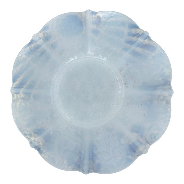 Vintage Aloe Blaster mackBeth Evans America Sweetheart Milk Glass Opalescent Monax Milk Glass Plate For Sale