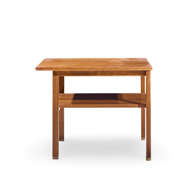 Dunbar Furniture Edward Wormley for Dunbar Mid Century Walnut and Brass Side End Tables - Pair For Sale - Image 4 of 12