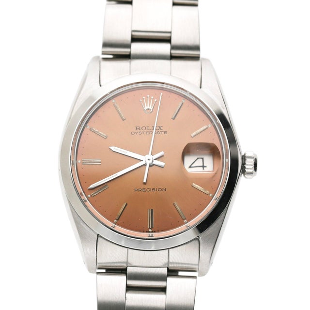 Vintage Rolex Oysterdate Precision 6694 Champagne Brown Dial 34mm Watch For Sale In Miami - Image 6 of 10
