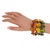 This fabulous designer studio Lucite link bracelet boasts a multistrand shape with a geometric round disk design in pear...