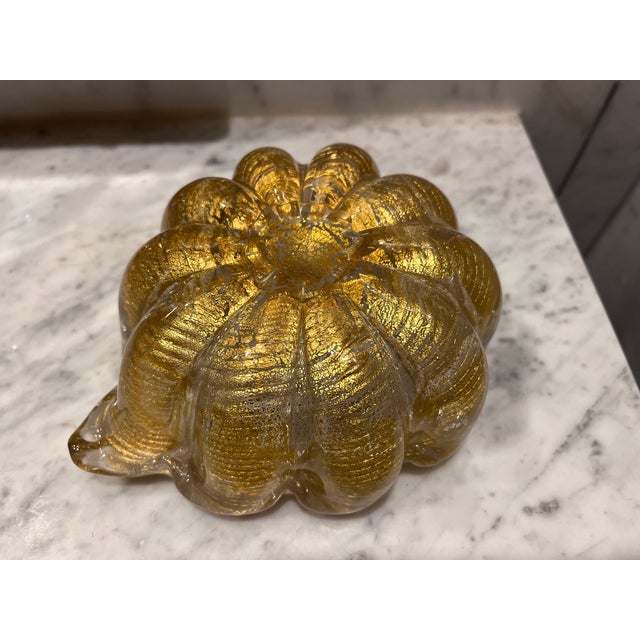 Mid-Century Modern Italian Murano Attributed Champagne Gold Art Glass Dish For Sale - Image 3 of 8
