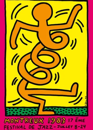 Keith Haring, Montreux Jazz Festival (Orange), 1983, Screenprint