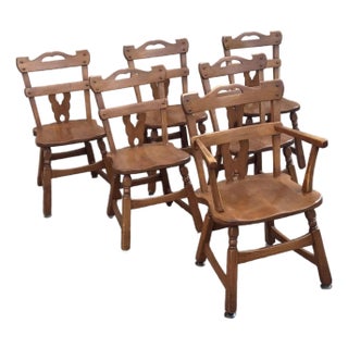 Vintage Cushman Style Solid Wood Maple Dining Chairs, Set of 6 For Sale