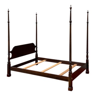 Late 20th Century Statton Traditional Solid Cherry Queen Poster Bed in Cambridge Cherry For Sale