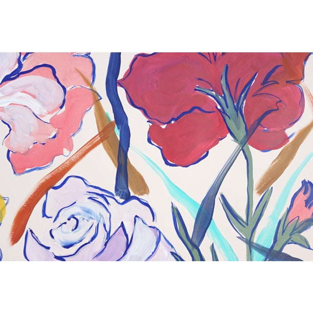 Red 2026, Illustration Style, Lush Flowers Triptych, Wild Carnations, Acrylic Paint on Watercolor Paper by Romina Milano For Sale - Image 8 of 11