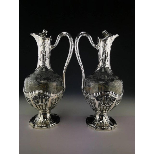 Silver 950 and Crystal Ewers from Puiforcat, Set of 2 For Sale - Image 10 of 13