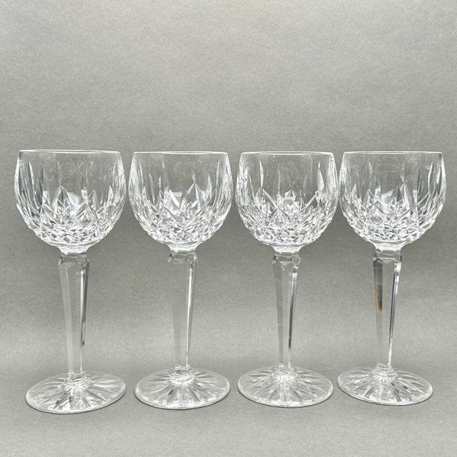 Traditional Vintage Waterford Crystal “Lismore” Hock Wine Glasses. Set of 4 For Sale - Image 3 of 10