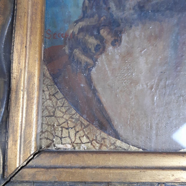 Framed Panel with Oil Painting of the Face of Christ, Early 1900s For Sale - Image 11 of 14
