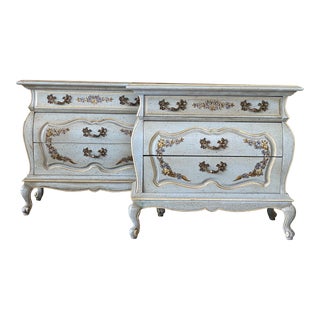 Vintage French Provincial Bombay Hand Painted Nightstands-Pair For Sale