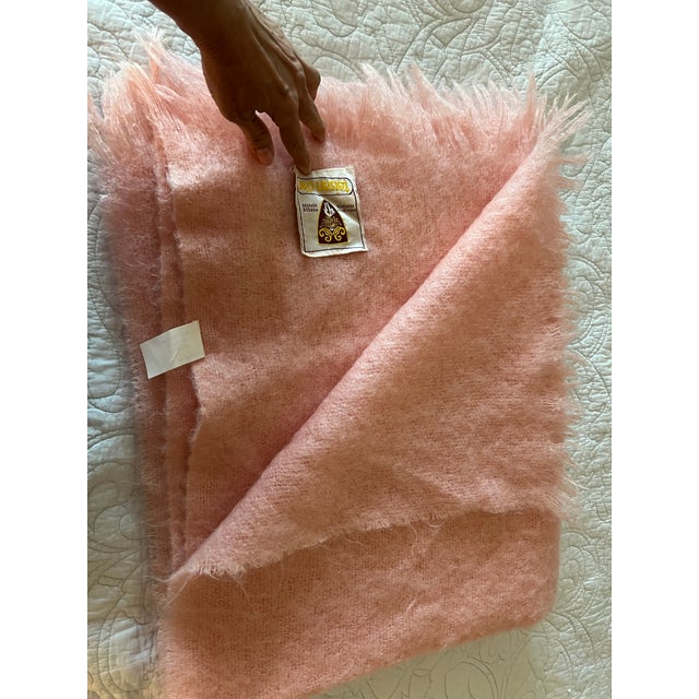 Traditional Toison d'or Pale Pink Mohair Throw, Made in France For Sale - Image 3 of 8