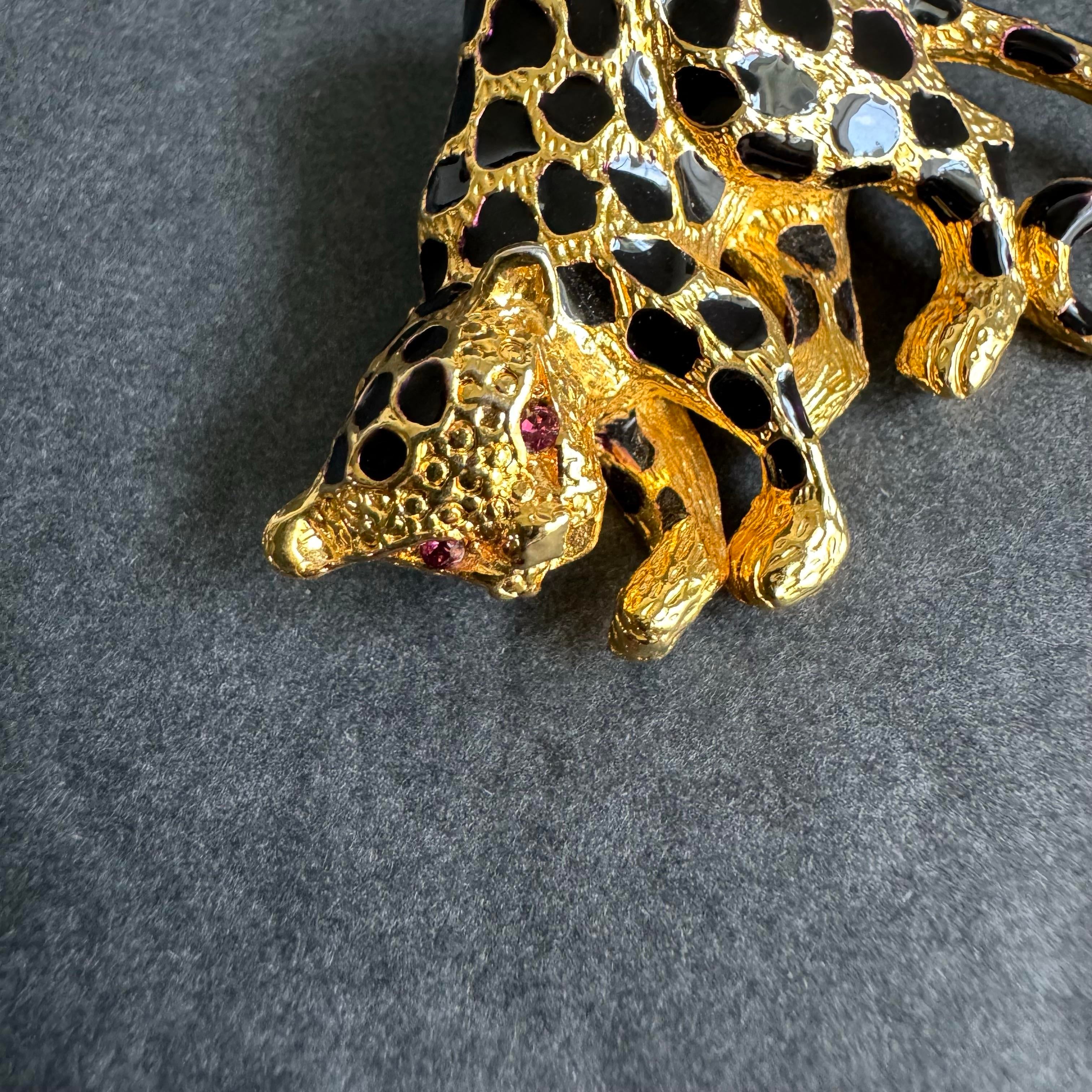  leopard⭐︎様ヴィンテージアクセサリーおまとめ2点 Vintage Leopard Brooch Gold Tone Cheetah Jaguar Pin Enamel