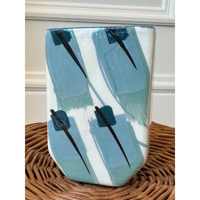 Postmodern Vintage 1983 Signed Ceramic Postmodern Pop Art Vase For Sale - Image 3 of 17