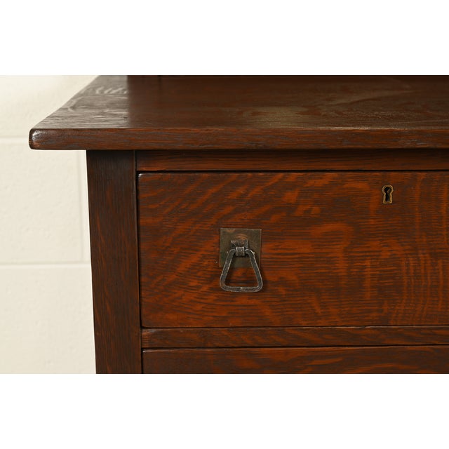 Stickley Brothers Antique Mission Oak Arts & Crafts Dresser With Mirror, Circa 1910 For Sale - Image 9 of 17