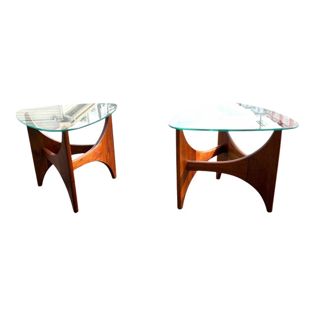 Pair of Oiled Walnut Side Tables Attributed to Adrian Pearsall MCM For Sale