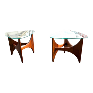 Pair of Oiled Walnut Side Tables Attributed to Adrian Pearsall MCM