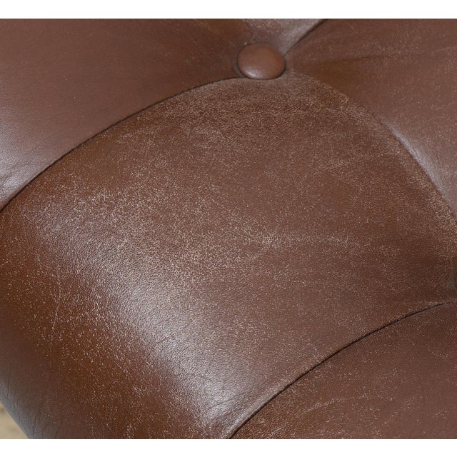 Three-Seater Leather Sofa with Brown Tufting, 1970s, in Good conditions. Designed 1960 to 1969