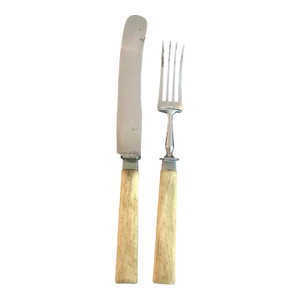 Mid 20th Century Bone Fork and Knife Set From England- 2 Pieces