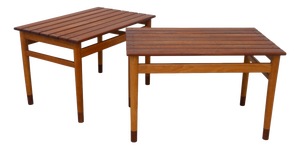 Danish Modern Side Tables in Teak and Beech, 1950s, Set of 2