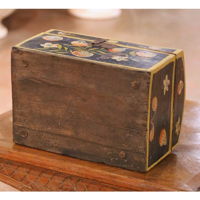 18th Century French Normandy Carved & Painted "Coffre De Mariage" Wedding Trunk For Sale - Image 12 of 12