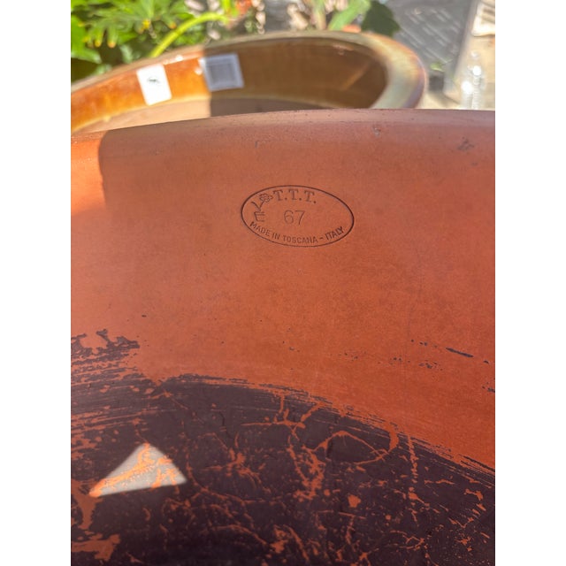 Large Vintage Italian Terracotta Garden Planter With Rolled Rim, Tuscany For Sale In Los Angeles - Image 6 of 12