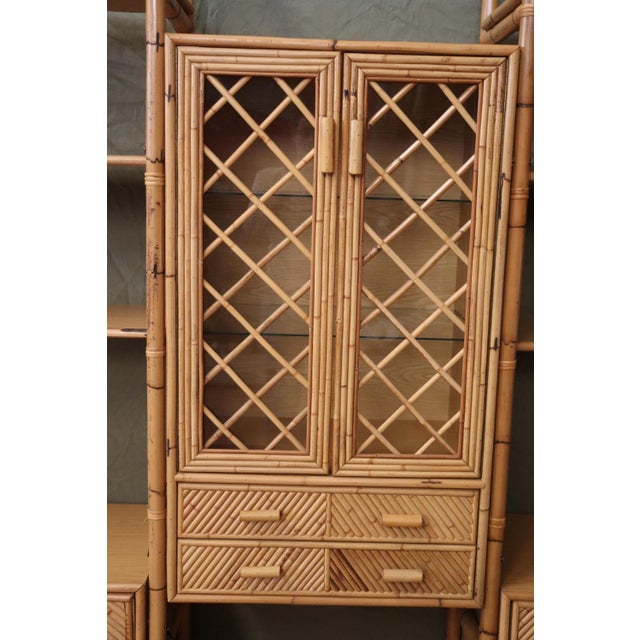 Large Italian Rattan and Bamboo Bookcase, 1960s For Sale - Image 8 of 11
