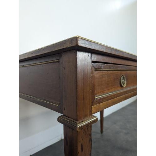 Louis XVI Style Flat Desk in Cherrywood and Leather For Sale - Image 6 of 10