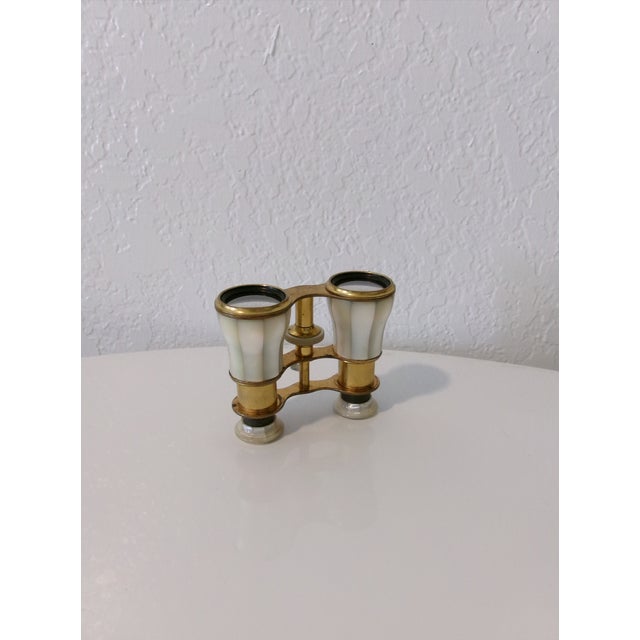 Metal Early 20th Century Lemaire Paris Mother of Pearl and Brass Opera Glasses For Sale - Image 7 of 12