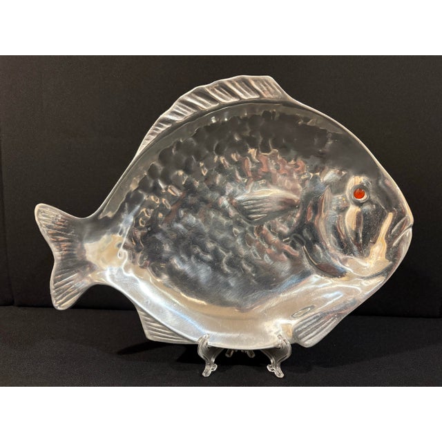 1970s Mid 20th Century Arthur Court Aluminum Fish Platter For Sale - Image 5 of 6