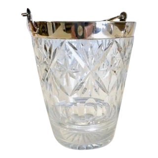 Antique Grinsell Cut Glass & Silver Ice Bucket, Made in England For Sale