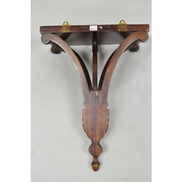 Late 20th Century Regency Style Mahogany Plume Prince of Wales Carved Wall Mount Bracket Shelf For Sale - Image 11 of 13
