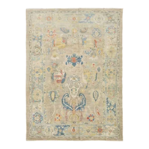 Apadana's Modern Beige Sultanabad Wool Rug With Allover Design