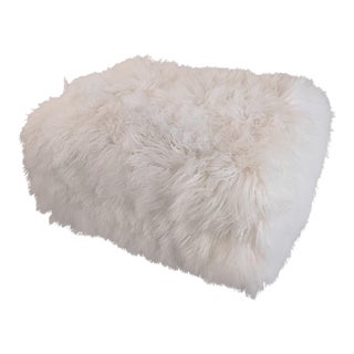 Outpost Original White Tibetan Wool Ottoman For Sale