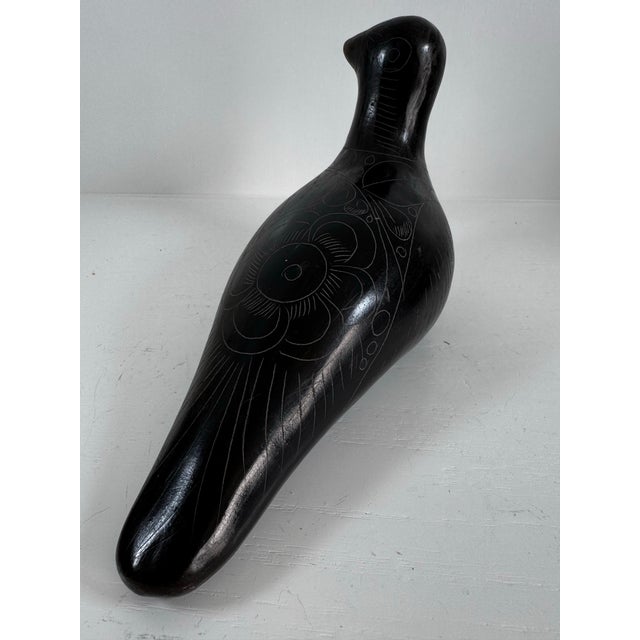 Pair of Vintage Mexican Black Clay Bird Sculptures, Mid-Century Folk Art For Sale - Image 11 of 12