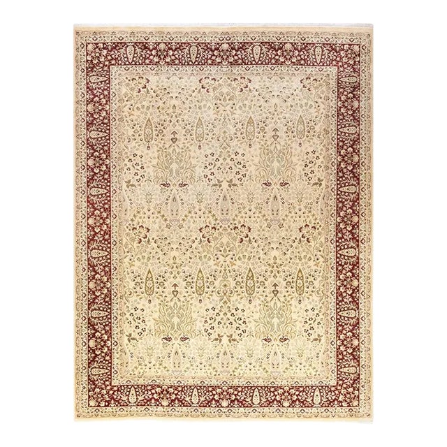 Mogul, One-of-a-Kind Hand-Knotted Area Rug in Ivory, 9' 2" x 12' 5" For Sale