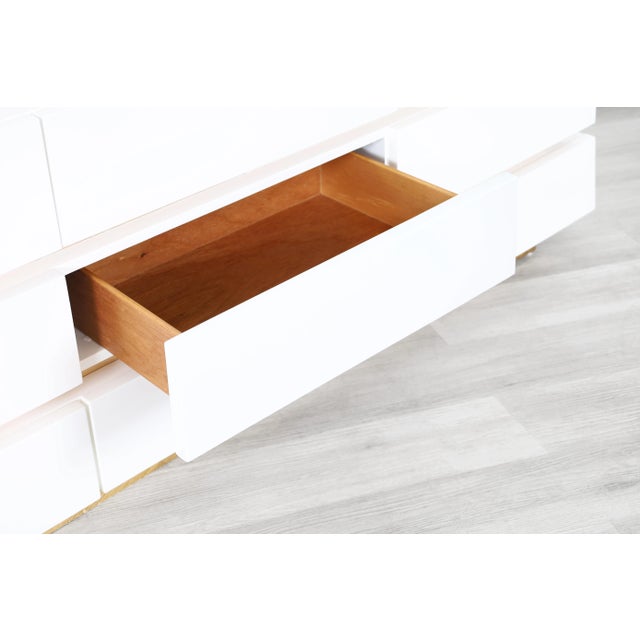 Wood Vintage Lacquered and Brass Modernist Dresser, 1980s For Sale - Image 7 of 11